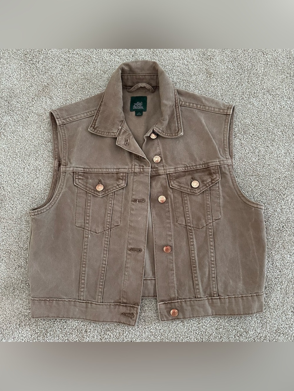 Wild Fable Brown Denim Sleeveless Biker Vest - NWOT